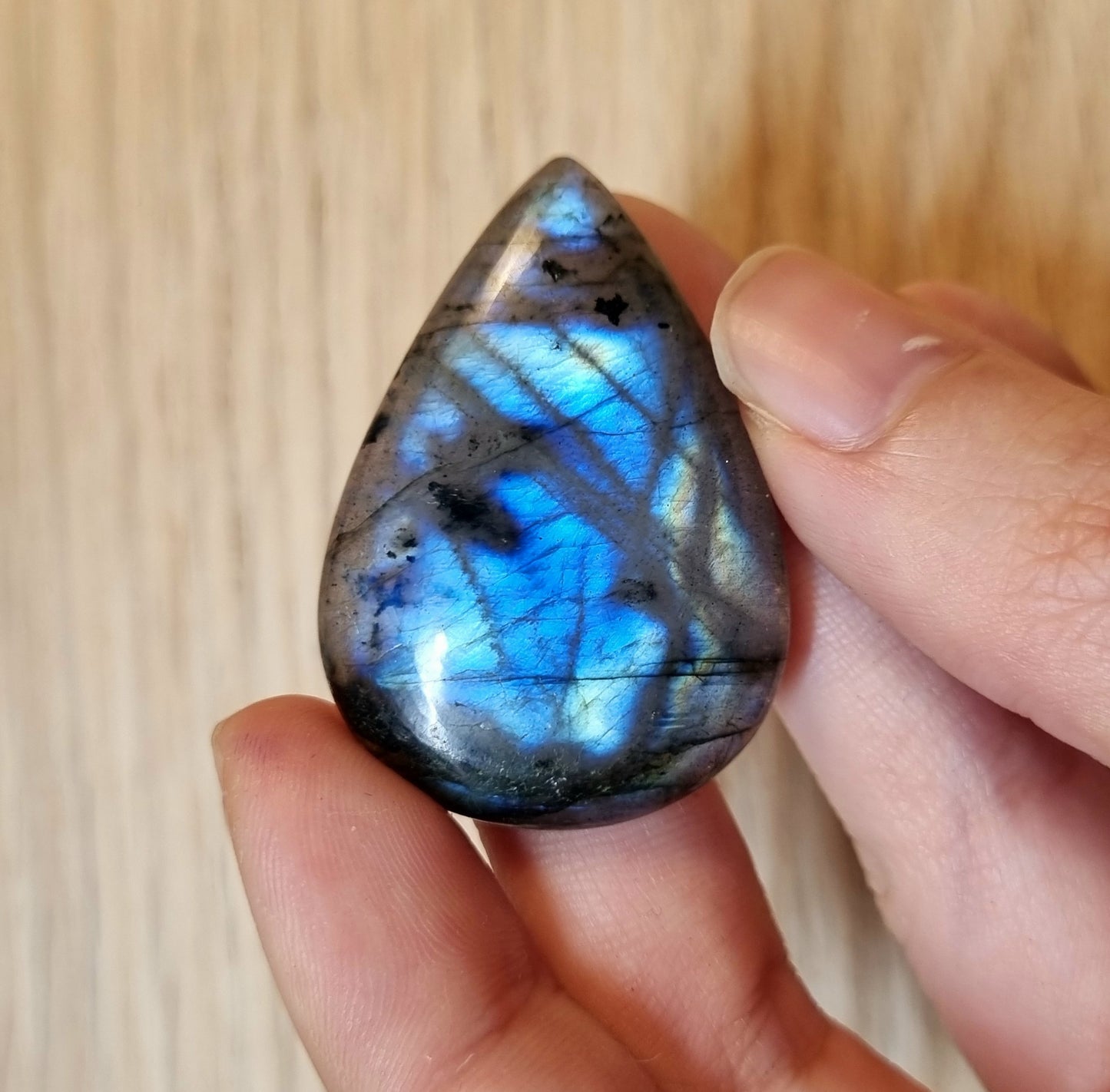 拉長石|Labradorite| 藍光|橘黃光|水滴|夜空|星星|天然水晶 0408-24