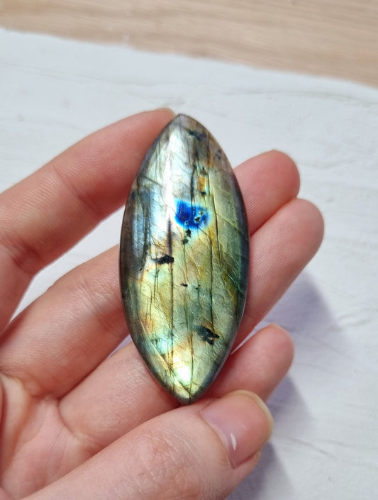 拉長石｜Labradorite｜ 彩光｜橘黃光｜藍光｜馬眼｜天然水晶 0408-01