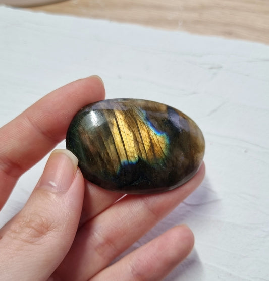 拉長石｜Labradorite｜橘光｜藍光｜橢圓｜蛋面｜天然水晶 0408-02