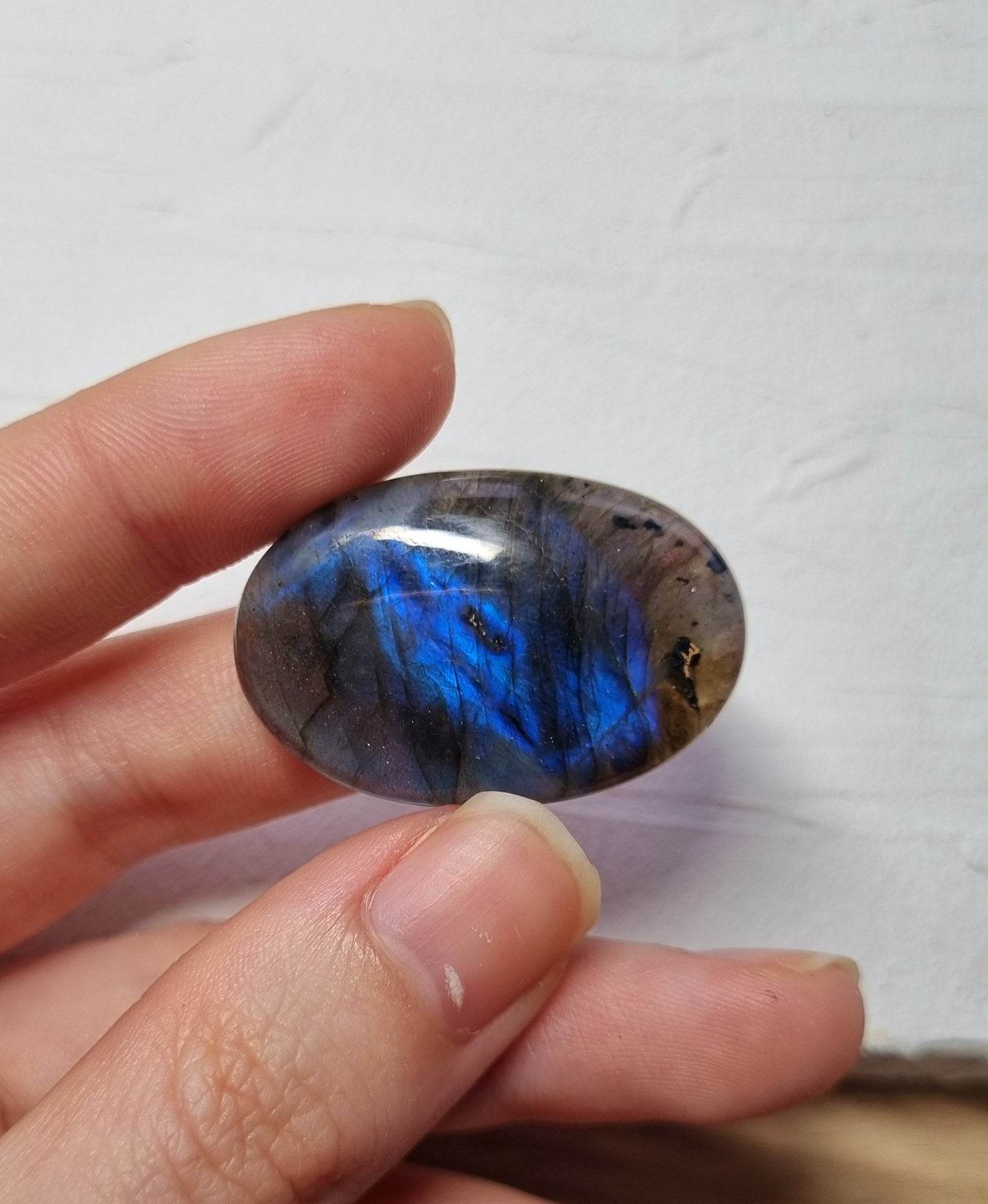 拉長石｜Labradorite｜ 雙面藍光｜夜空｜橢圓｜天然水晶 0408-06