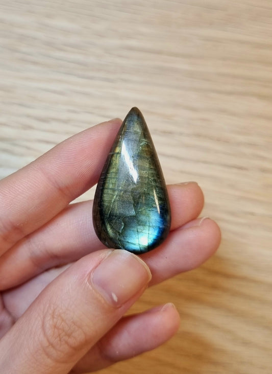 拉長石｜Labradorite｜ 彩光｜橘黃光｜綠藍光｜藍光｜水滴｜天然水晶 0408-21