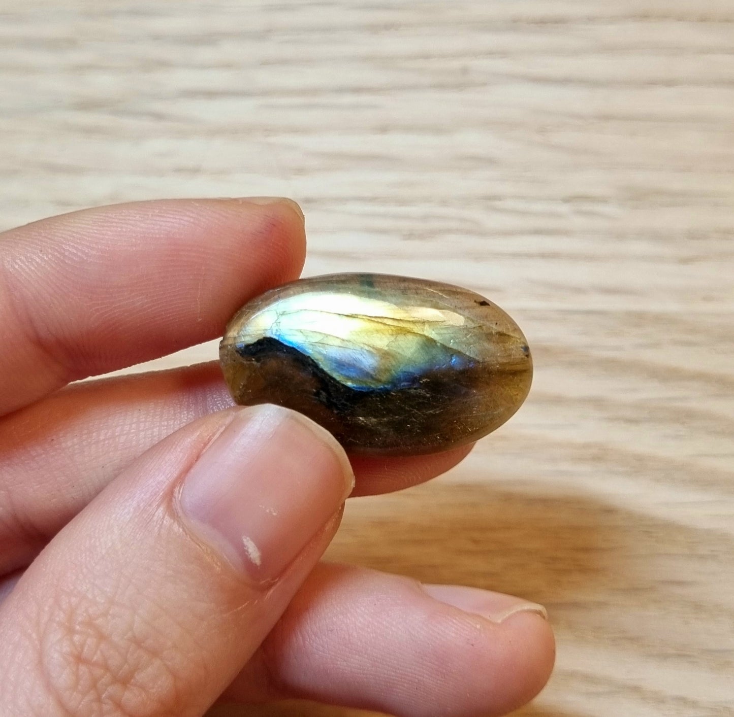 拉長石｜Labradorite｜黃藍光｜橢圓｜蛋面｜天然水晶 0408-30