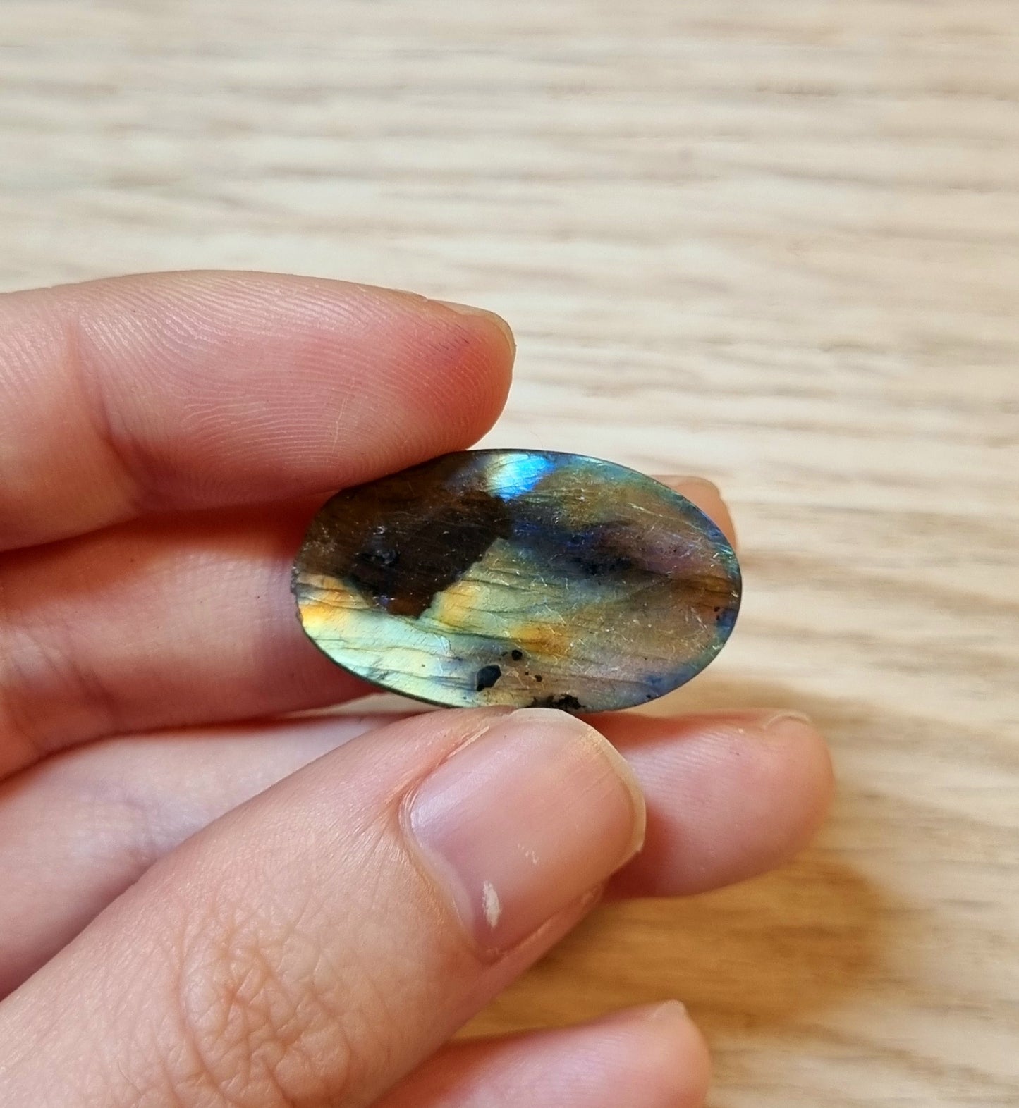 拉長石｜Labradorite｜黃藍光｜橢圓｜蛋面｜天然水晶 0408-30